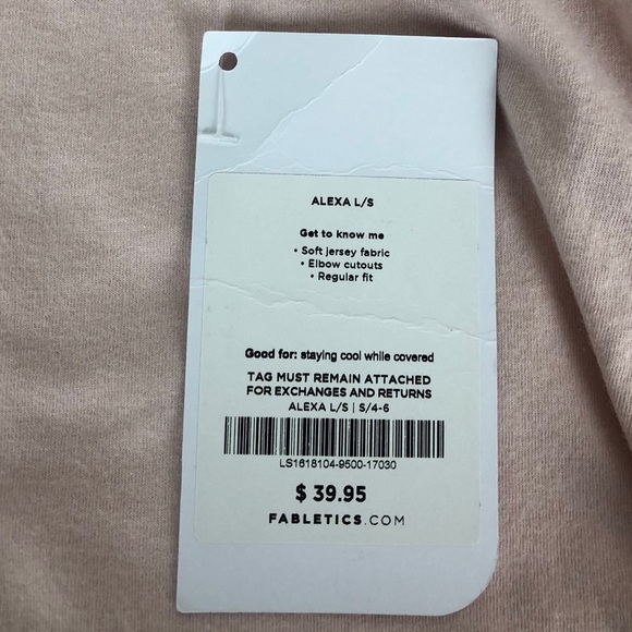 NWT Fabletics Alexa Long Sleeve Light Pink Jersey Holiday Gift for Her - Picture 5 of 6